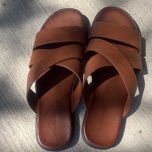 Vince Camino Brown Leather Slide Sandals